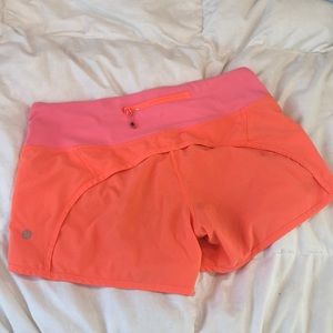 Neon orange lululemon shorts